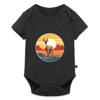 Antelope Colorful Watercolor Cartoon Kawaii Animal - Baby Premium short-sleeve bodysuit - black - Front