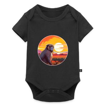 Babouin Aquarelle Colorée Dessin Animé Kawaii Animal - Body à manches courtes Premium Bébé - noir - Devant
