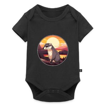 Blaireau Aquarelle Colorée Dessin Animé Kawaii Animal - Body à manches courtes Premium Bébé - noir - Devant