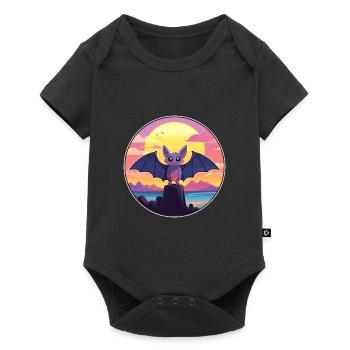 Bat Colorful Watercolor Cartoon Kawaii Animal - Baby Premium short-sleeve bodysuit - black - Front