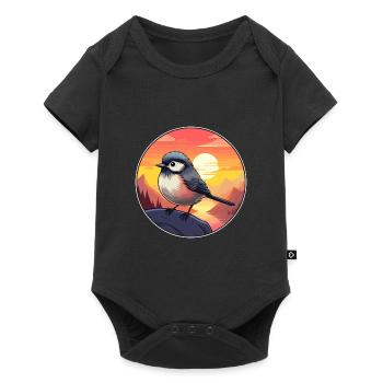 Tit Bird Colorful Watercolor Cartoon Kawaii Animal - Baby Premium short-sleeve bodysuit - black - Front