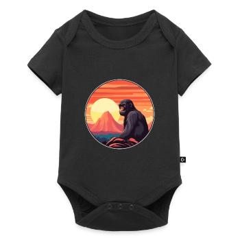 Bonobo Colorful Watercolor Cartoon Kawaii Animal - Baby Premium short-sleeve bodysuit - black - Front