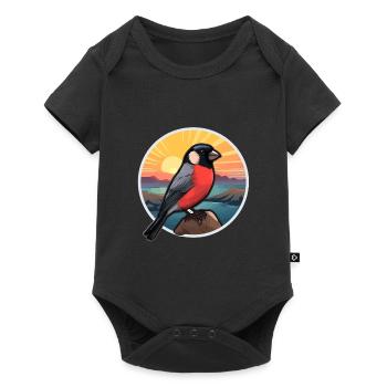 Bouvreuil coloré aquarelle dessin animé kawaii animal de compagnie - Body à manches courtes Premium Bébé - noir - Devant