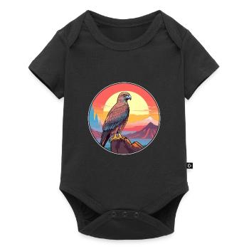 Bussard Buntes Aquarell Cartoon Kawaii Tier - Baby Premium Kurzarmbody - Schwarz - Vorne