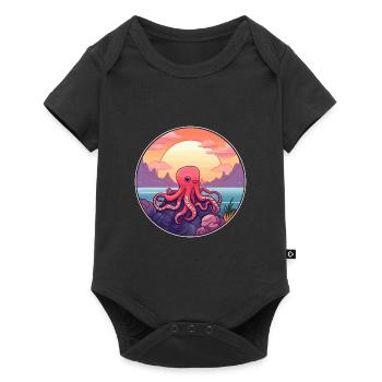 Poulpe coloré aquarelle dessin animé kawaii Animal - Body à manches courtes Premium Bébé - noir - Devant