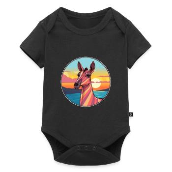 Okapi Buntes Aquarell Cartoon Kawaii Tier - Baby Premium Kurzarmbody - Schwarz - Vorne