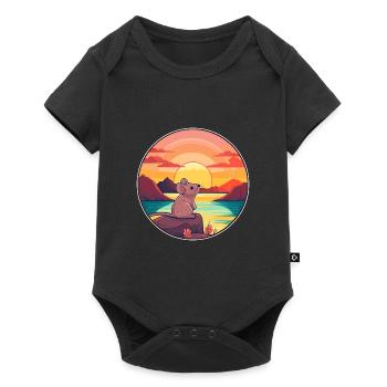 Mouse Colorful Watercolor Cartoon Kawaii Animal - Baby Premium short-sleeve bodysuit - black - Front
