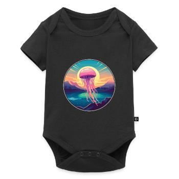 Méduse Aquarelle Colorée Dessin Animé Kawaii Pet - Body à manches courtes Premium Bébé - noir - Devant