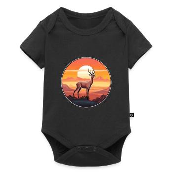 Impala Buntes Aquarell Cartoon Kawaii Tier - Baby Premium Kurzarmbody - Schwarz - Vorne