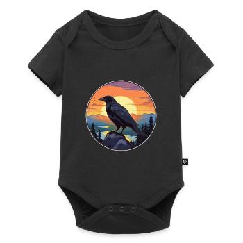 Crow Colorful Watercolor Cartoon Kawaii Animal - Baby Premium short-sleeve bodysuit - black - Front
