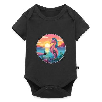 Seahorse Colorful Watercolor Cartoon Kawaii Animal - Baby Premium short-sleeve bodysuit - black - Front
