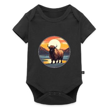 Yak Colorful Watercolor Cartoon Kawaii Animal - Baby Premium short-sleeve bodysuit - black - Front