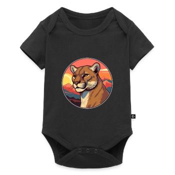 Cougar Aquarelle Colorée Dessin Animé Kawaii Animal - Body à manches courtes Premium Bébé - noir - Devant