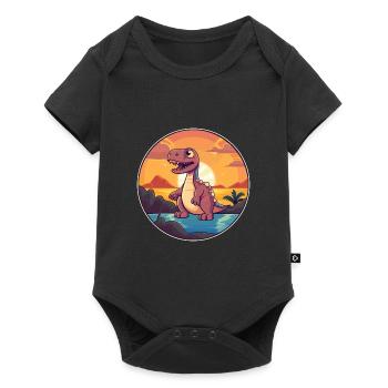 Dinosaure Aquarelle Colorée Dessin Animé Kawaii Animal - Body à manches courtes Premium Bébé - noir - Devant