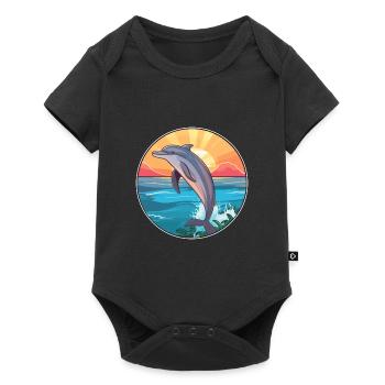Dolphin Colorful Watercolor Cartoon Kawaii Animal - Baby Premium short-sleeve bodysuit - black - Front