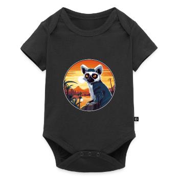 Lemur Colorful Watercolor Cartoon Kawaii Animal - Baby Premium short-sleeve bodysuit - black - Front