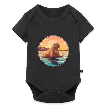 Morse aquarelle colorée dessin animé Kawaii Animal - Body à manches courtes Premium Bébé - noir - Devant
