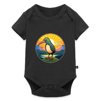 Kiwi Vogel Buntes Aquarell Cartoon Kawaii Haustier - Baby Premium Kurzarmbody - Schwarz - Vorne