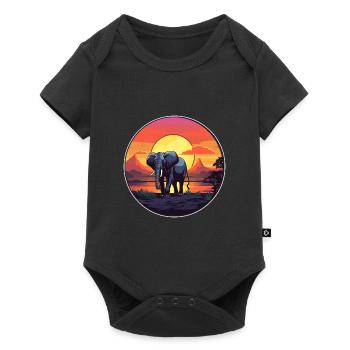 Elephant Colorful Watercolor Cartoon Kawaii Animal - Baby Premium short-sleeve bodysuit - black - Front