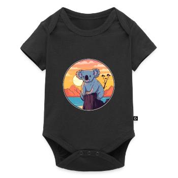 Koala Buntes Aquarell Cartoon Kawaii Tier - Baby Premium Kurzarmbody - Schwarz - Vorne