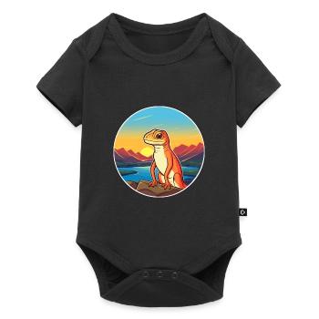 Lizard Colorful Watercolor Cartoon Kawaii Animal - Baby Premium short-sleeve bodysuit - black - Front