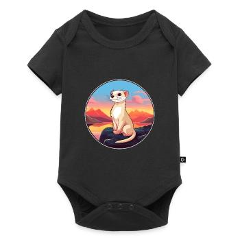 Ferret Colorful Watercolor Cartoon Kawaii Animal - Baby Premium short-sleeve bodysuit - black - Front