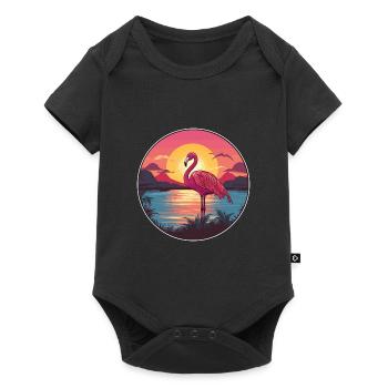 Flamingo Colorful Watercolor Cartoon Kawaii Animal - Baby Premium short-sleeve bodysuit - black - Front