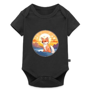 Fox Colorful Watercolor Cartoon Kawaii Animal - Baby Premium short-sleeve bodysuit - black - Front