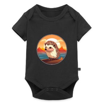 Igel Buntes Aquarell Cartoon Kawaii Tier - Baby Premium Kurzarmbody - Schwarz - Vorne