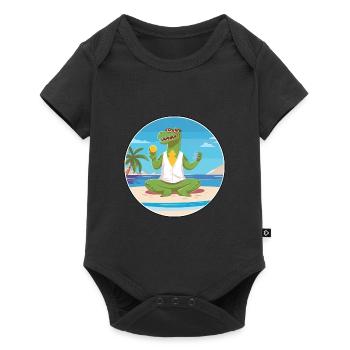Crocodile Cartoon Yoga Beach Summer Illustration - Baby Premium short-sleeve bodysuit - black - Front