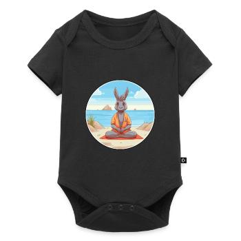 Donkey Cartoon Yoga Beach Summer Illustration - Baby Premium short-sleeve bodysuit - black - Front