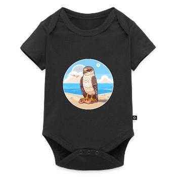 Falcon Cartoon Yoga Beach Summer Illustration - Baby Premium short-sleeve bodysuit - black - Front
