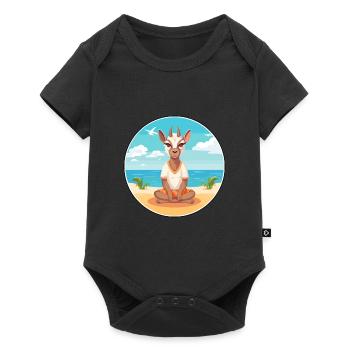 Goat Cartoon Yoga Beach Summer Illustration - Baby Premium short-sleeve bodysuit - black - Front