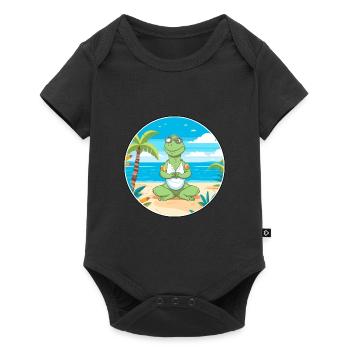 Iguana Cartoon Yoga Beach Summer Illustration - Baby Premium short-sleeve bodysuit - black - Front