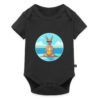 Kangourou Cartoon Yoga plage Illustration d’été - Body à manches courtes Premium Bébé - noir - Devant