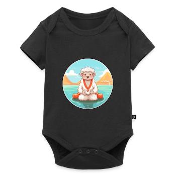 Sheep Cartoon Yoga Beach Summer Illustration - Baby Premium short-sleeve bodysuit - black - Front