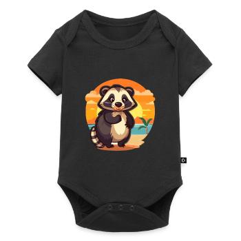 Blaireau drôle dessin animé Kawaii plage Illustration - Body à manches courtes Premium Bébé - noir - Devant