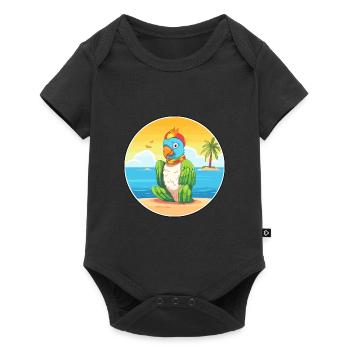 Parrot Cartoon Yoga Beach Summer Illustration - Baby Premium short-sleeve bodysuit - black - Front