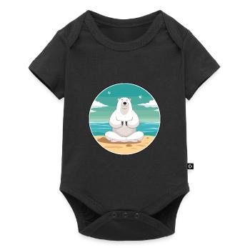 Polar Bear Cartoon Yoga Beach Summer Illustration - Baby Premium short-sleeve bodysuit - black - Front