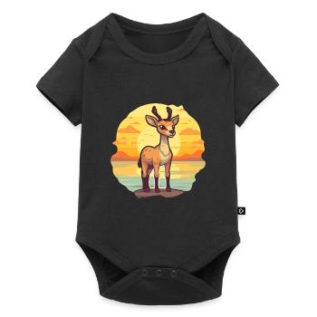 Antilope drôle de dessin animé kawaii plage illustration - Body à manches courtes Premium Bébé - noir - Devant