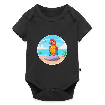 Parrot Cartoon Yoga Beach Summer Illustration - Baby Premium short-sleeve bodysuit - black - Front