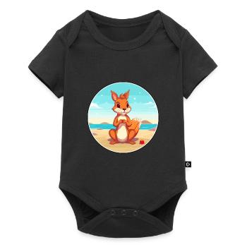 Squirrel Cartoon Yoga Beach Summer Illustration - Baby Premium short-sleeve bodysuit - black - Front
