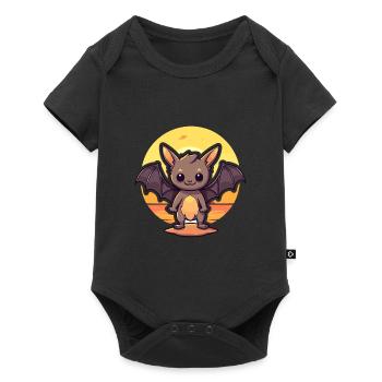 Bat Funny Cartoon Kawaii Beach Illustration - Baby Premium short-sleeve bodysuit - black - Front
