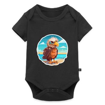 Eagle Funny Cartoon Kawaii Beach Illustration - Baby Premium short-sleeve bodysuit - black - Front
