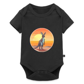 Kangaroo Funny Cartoon Kawaii Beach Illustration - Baby Premium short-sleeve bodysuit - black - Front