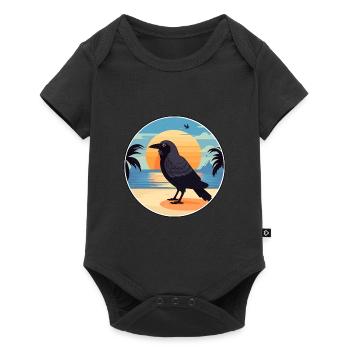 Crow Funny Cartoon Kawaii Beach Illustration - Baby Premium short-sleeve bodysuit - black - Front