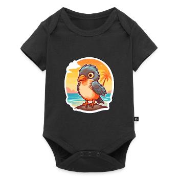 Cuckoo Funny Cartoon Kawaii Beach Illustration - Baby Premium short-sleeve bodysuit - black - Front