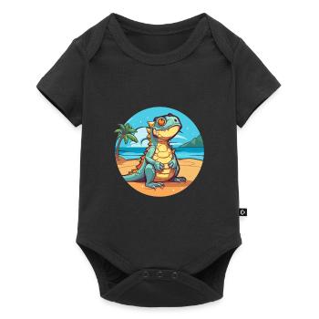 Iguana Funny Cartoon Kawaii Beach Illustration - Baby Premium short-sleeve bodysuit - black - Front