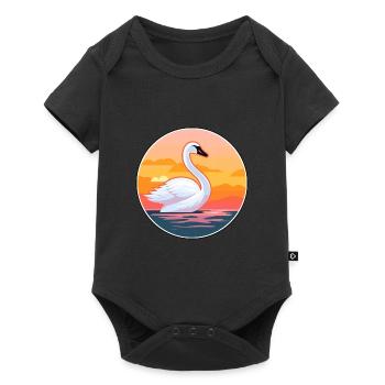 Swan Funny Cartoon Kawaii Beach Illustration - Baby Premium short-sleeve bodysuit - black - Front