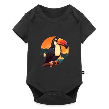 Toucan drôle de dessin animé kawaii plage illustration - Body à manches courtes Premium Bébé - noir - Devant